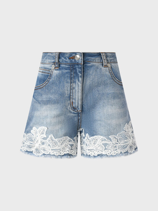 Джинсовые шорты с кружевной вышивкой Ermanno Scervino , арт.  | Фото 1