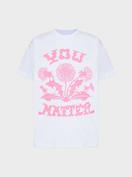 Футболка с розовым принтом одуванчика, белая Molo , арт.  | Фото 1