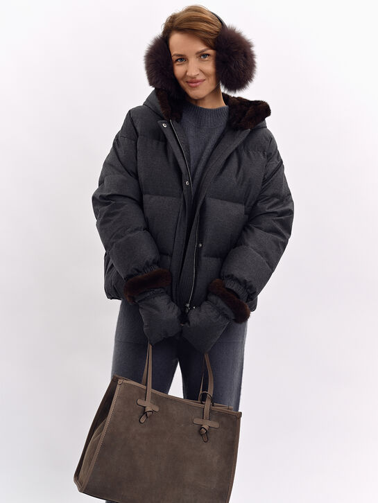 Куртка с капюшоном и варежками из норки Yves Salomon , арт.  | Фото 7