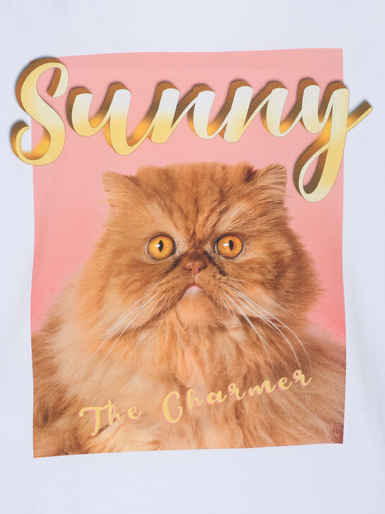 Футболка с принтом кота, белая Molo , арт.  | Фото 3