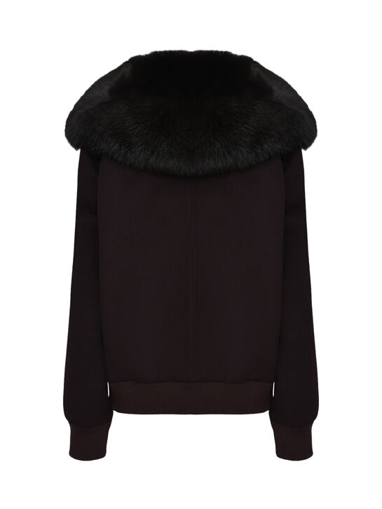 Куртка-бомбер с воротником из меха лисы, бордовая Yves Salomon , арт.  | Фото 3