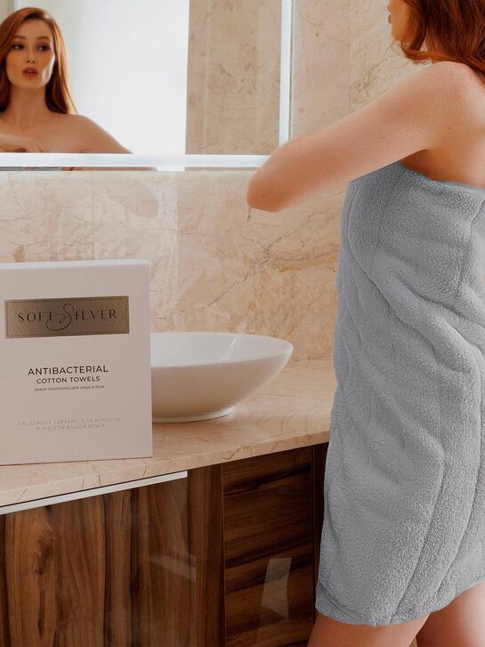 Набор из 3 полотенец (30х50 см, 50х90 см, 70х140 см) Soft Silver , арт.  | Фото 7