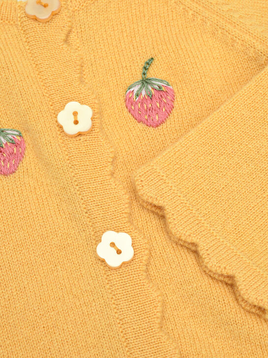 Кардиган из шерсти и кашемира с вышивкой, желтый Born to Bloom , арт.  | Фото 3