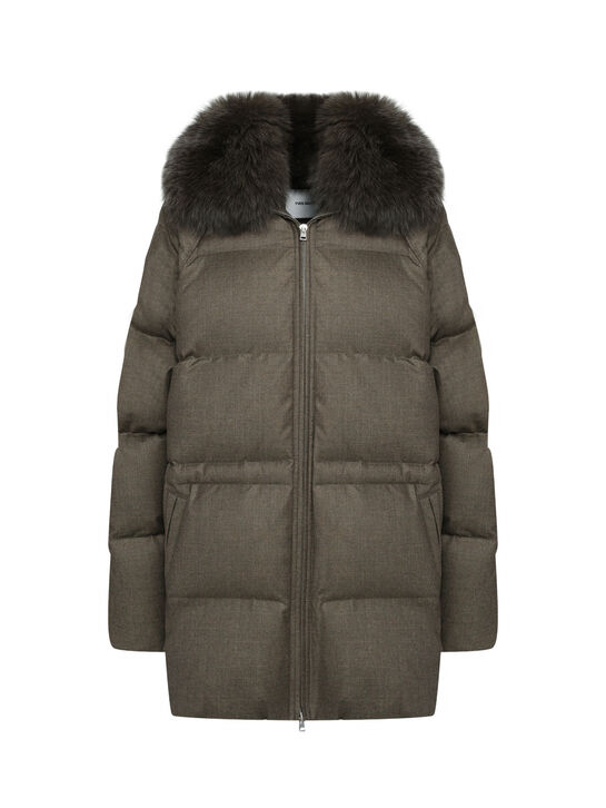 Куртка с воротником из лисы, серая Yves Salomon , арт.  | Фото 7