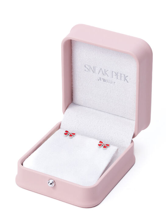Серьги &quot;Бантик&quot;, красная эмаль Sneak Peek , арт.  | Фото 3