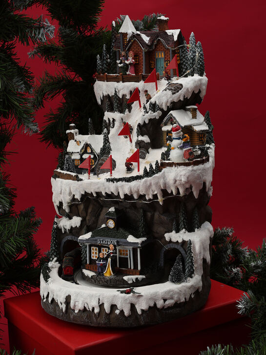 Новогодний сувенир &quot;Освещенная горная сцена. Поезд,&quot; 8 .мелодий Musicboxworld , арт.  | Фото 2