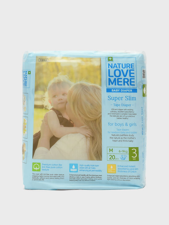 Подгузники супертонкие Super Slim, M 6-9 кг, 20 шт NATURE LOVE MERE , арт.  | Фото 1