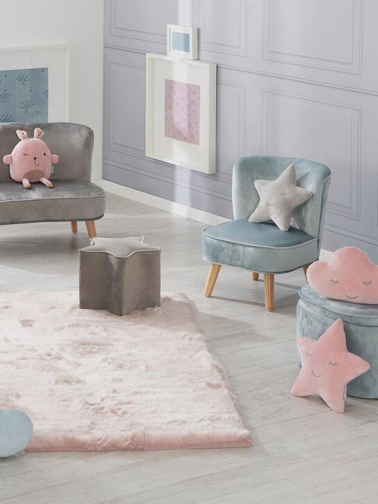 Детский велюровый овальный пуфик Lil Sofa, голубой Roba , арт.  | Фото 7