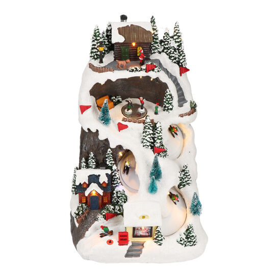 Новогодний сувенир &quot;Дети катаются на лыжах&quot; с адаптером, 26x25x40,5 см LED Timstor , арт.  | Фото 1