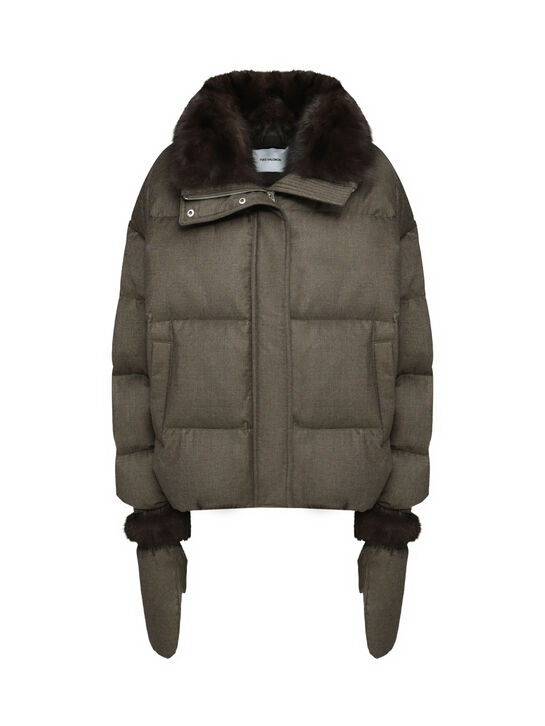 Куртка с укороченным кроем и воротником из соболя Yves Salomon , арт.  | Фото 1