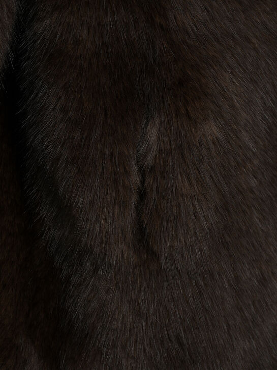 Пальто из эко-меха, коричневое Flashin , арт.  | Фото 6