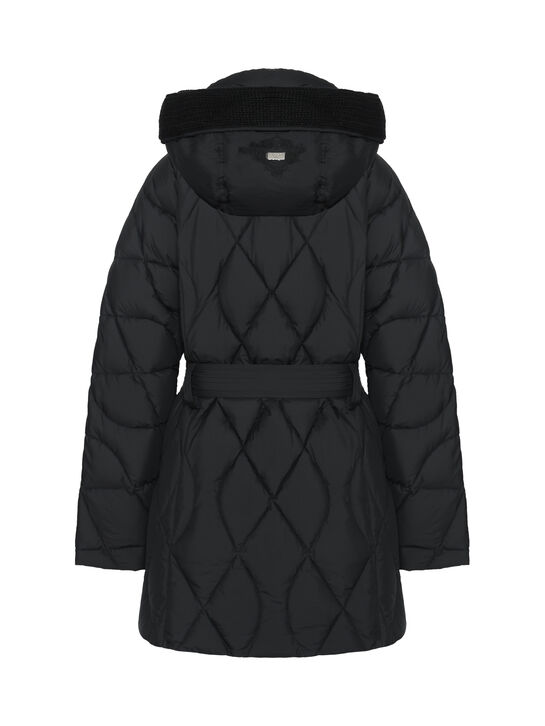 Куртка стеганая с поясом, черная Diego M , арт.  | Фото 11