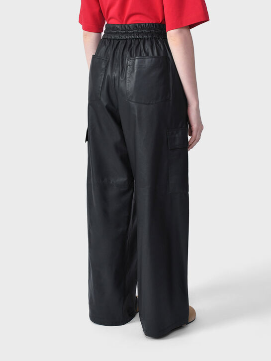 Брюки широкие из кожи, черные Yves Salomon , арт.  | Фото 5