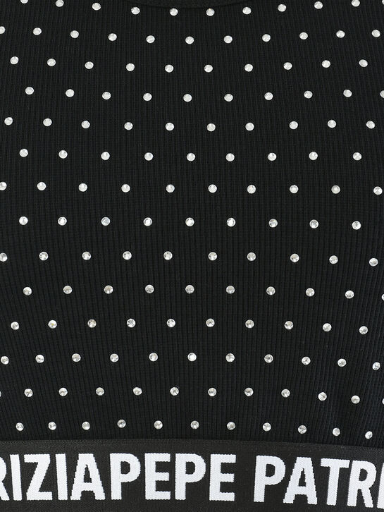 Кроп-топ в стразах с логотипом, черный Patrizia Pepe , арт.  | Фото 4