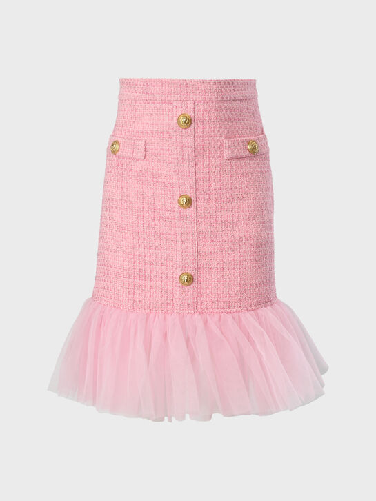 Розовая юбка из твида Balmain , арт.  | Фото 1