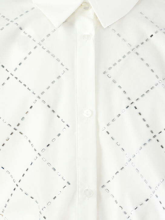 Рубашка укороченная в стразах, белая Patrizia Pepe , арт.  | Фото 4