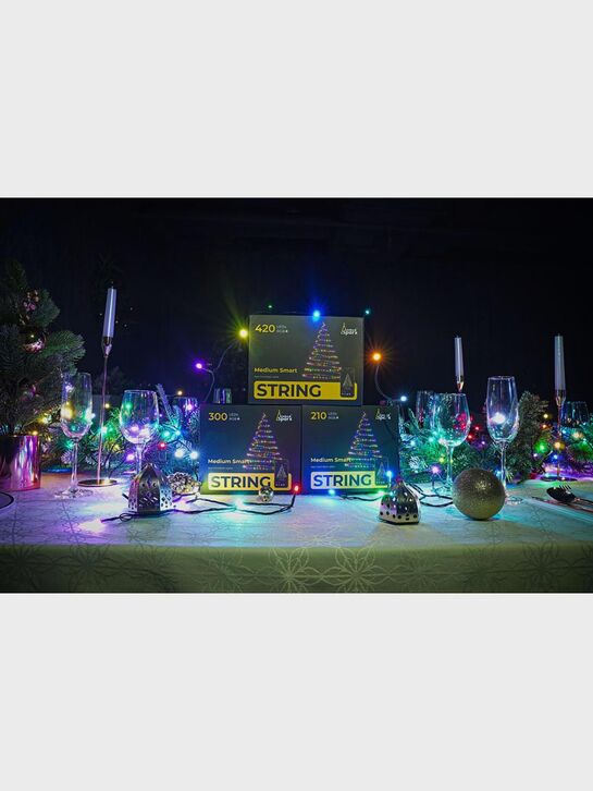 Гирлянда STRING 210 ламп, 1700см, RGB, многоцветный + белый, управление через приложение LinkedSparx , арт.  | Фото 7