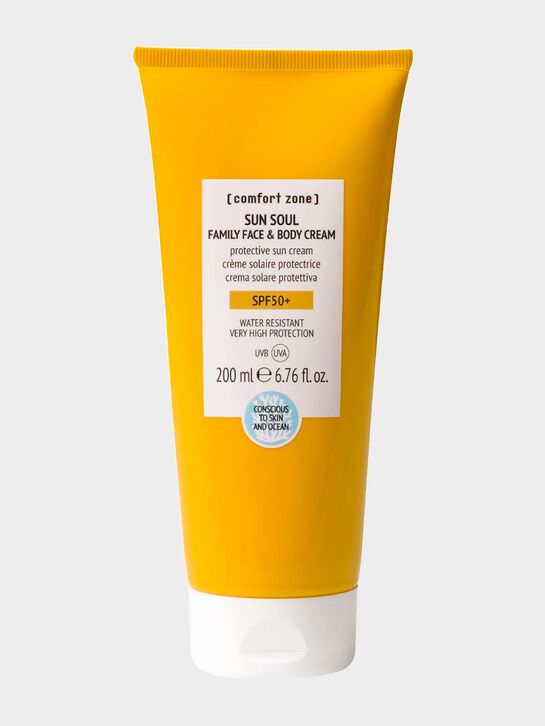Солнцезащитный водостойкий крем SUN SOUL FAMILY FACE&BODY CREAM SPF50+ , 200 мл Comfort zone , арт.  | Фото 1