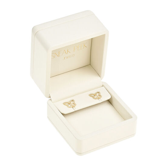 Серьги пусеты с бабочкой, обсыпка, золото Sneak Peek , арт.  | Фото 6