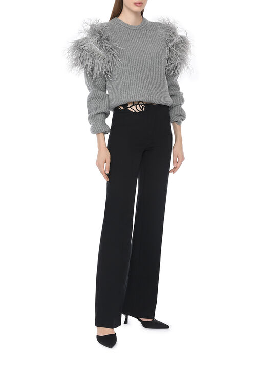 Джемпер с отделкой перьями, серый Blumarine , арт.  | Фото 3