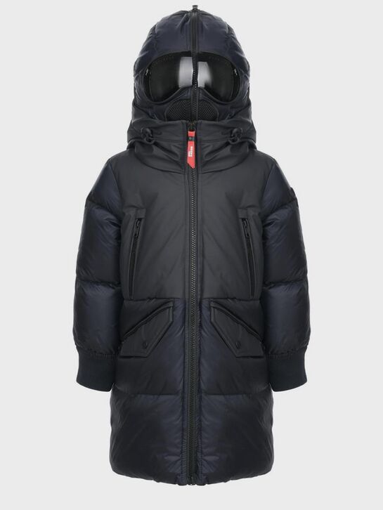 Синее пуховое пальто с очками на капюшоне AI RIDERS ON THE STORM , арт.  | Фото 1