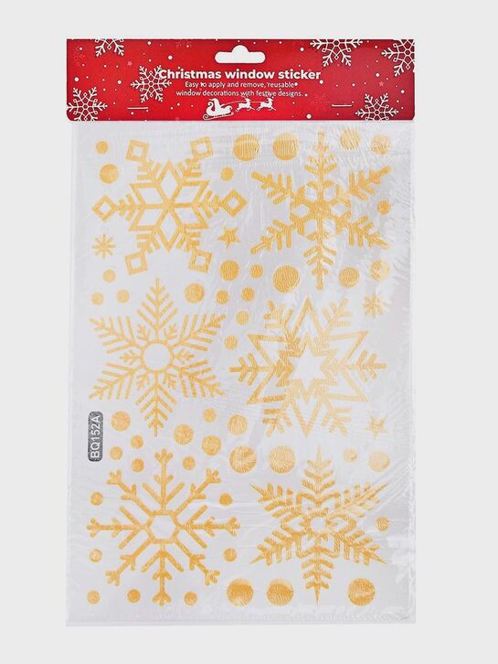 Набор самоклеящихся наклеек &quot; Золотые снежинки&quot; из 2 шт, 20x30 см Christmas Window Sticker , арт.  | Фото 1