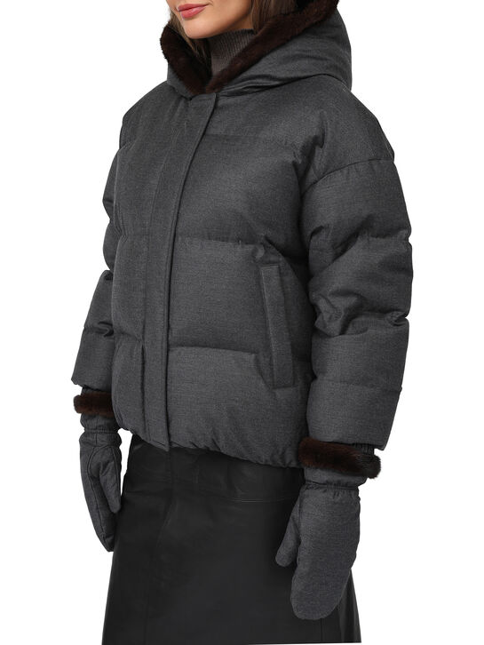 Куртка с капюшоном и варежками из норки Yves Salomon , арт.  | Фото 5