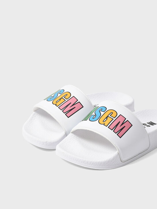 Шлепанцы с разноцветным лого, белые MSGM , арт.  | Фото 6