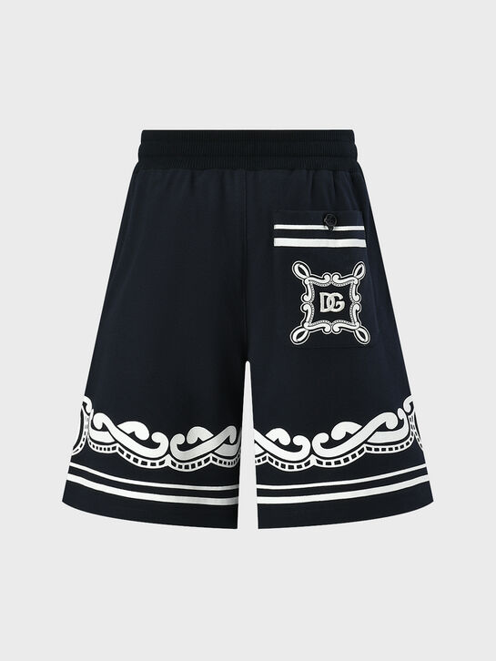 Бермуды с принтом белых узоров, темно-синие Dolce&Gabbana , арт.  | Фото 2