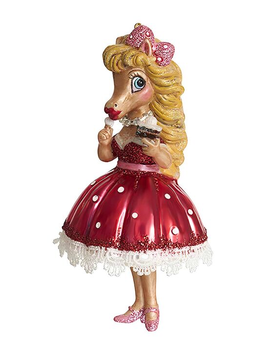 Подвеска Лошадь &quot;Леди в красном с пирожным&quot; (стекло) 7х7х14 см Holiday Classics , арт.  | Фото 1