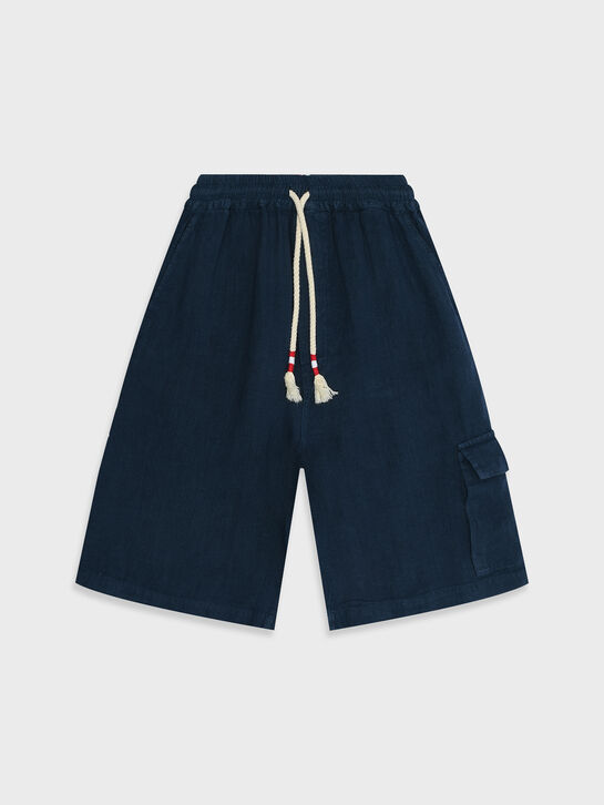 Бермуды льняные с карманами-карго, темно-синие Saint Barth , арт.  | Фото 1