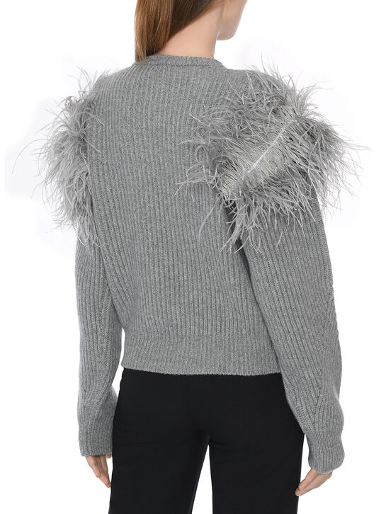 Джемпер с отделкой перьями, серый Blumarine , арт.  | Фото 6