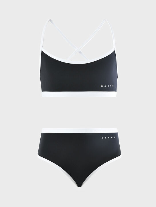 Купальник с белой окантовкой, черный MARNI , арт.  | Фото 1