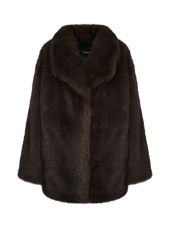 Пальто из эко-меха, коричневое Flashin , арт.  | Фото 1