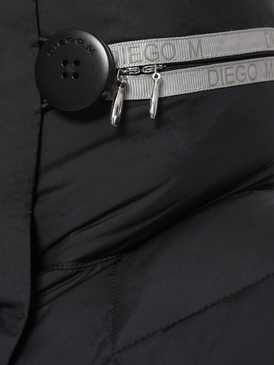 Куртка стеганая с поясом, черная Diego M , арт.  | Фото 7