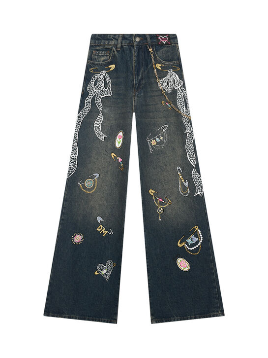 Джинсы с ручной росписью, синие Dan Maralex , арт.  | Фото 1