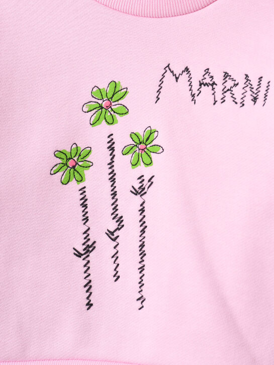 Свитшот с цветочной вышивкой, розовый MARNI , арт.  | Фото 3