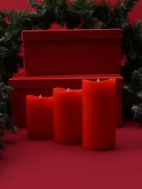 Набор красных восковых свечей из 3-х штук, 10, 12, 15 см Timstor , арт.  | Фото 4