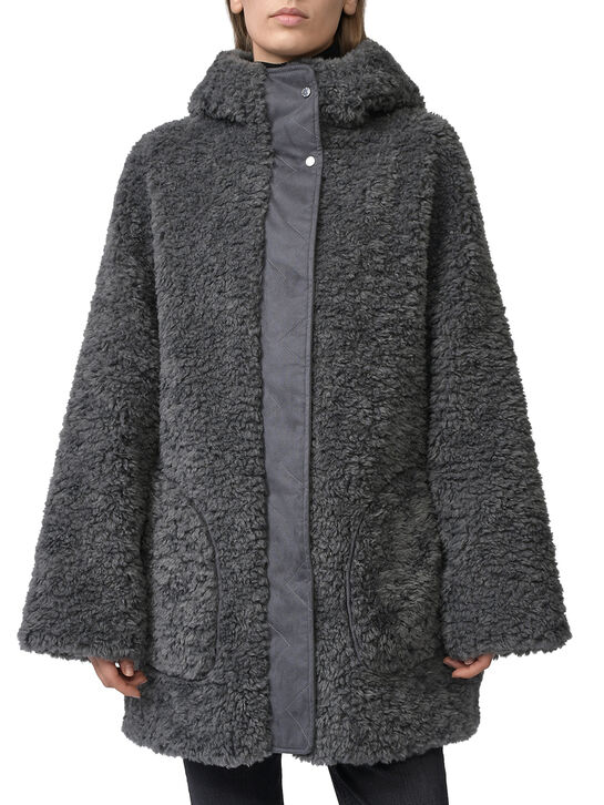 Пальто укороченное из эко-меха, серое Diego M , арт.  | Фото 5