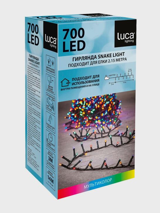Гирлянда Snake Light, мультиколор, 700 ламп, 8 функций, для елки 215 см, длина 1400 см Luca Lighting , арт.  | Фото 1