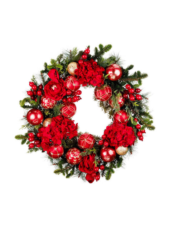 Рождественский венок с цветами и шарами, 65 см Goodwill , арт.  | Фото 1