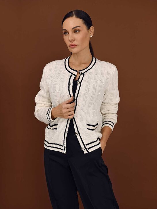 Кардиган с черным кантом, кремовый Weill , арт.  | Фото 3