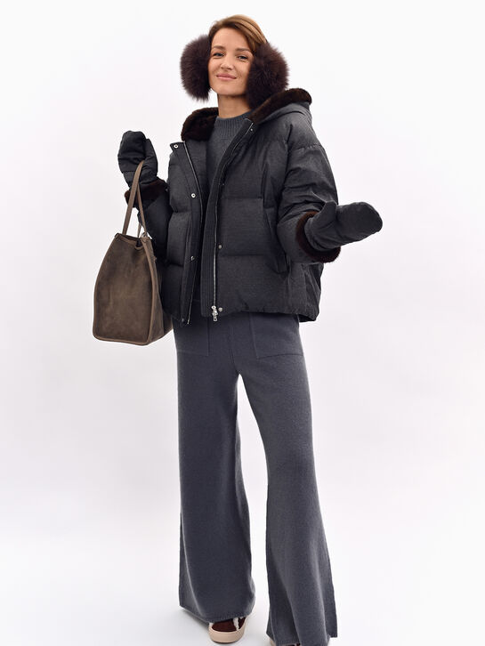 Куртка с капюшоном и варежками из норки Yves Salomon , арт.  | Фото 11