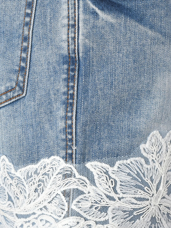 Джинсовые шорты с кружевной вышивкой Ermanno Scervino , арт.  | Фото 3
