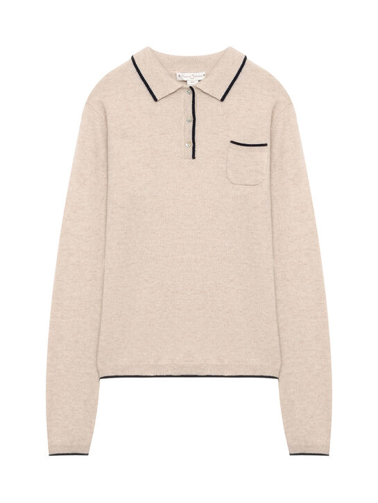 Джемпер-поло кашемировый, бежевый Oscar et Valentine , арт.  | Фото 1