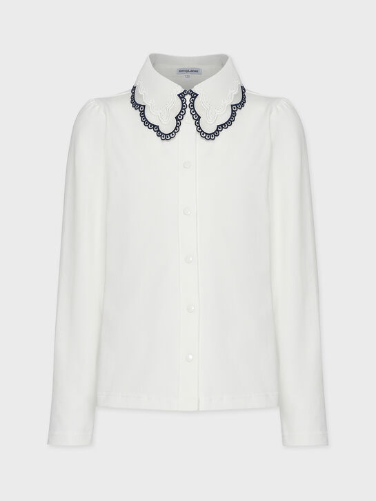 Рубашка с контрастной тесьмой, белая KengLabel , арт.  | Фото 2
