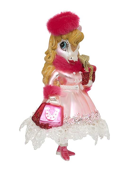 Подвеска Лошадь &quot;Леди в малиновом берете&quot; (стекло) 7х7х14 см Holiday Classics , арт.  | Фото 1