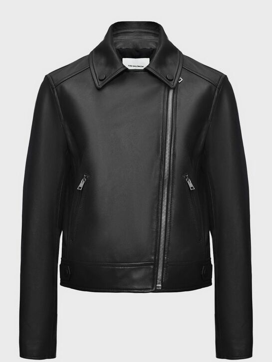 Куртка из натуральной кожи &quot;косуха&quot;, черная Yves Salomon , арт.  | Фото 5