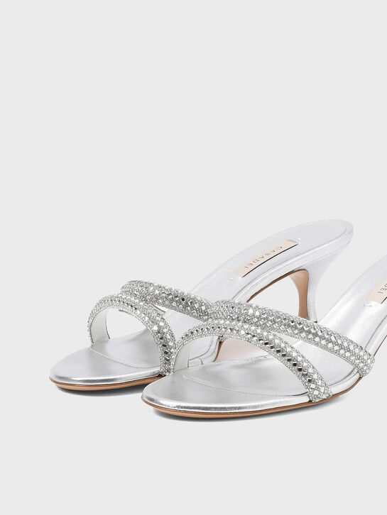 Босоножки Julia на каблуке, серебристые Casadei , арт.  | Фото 6