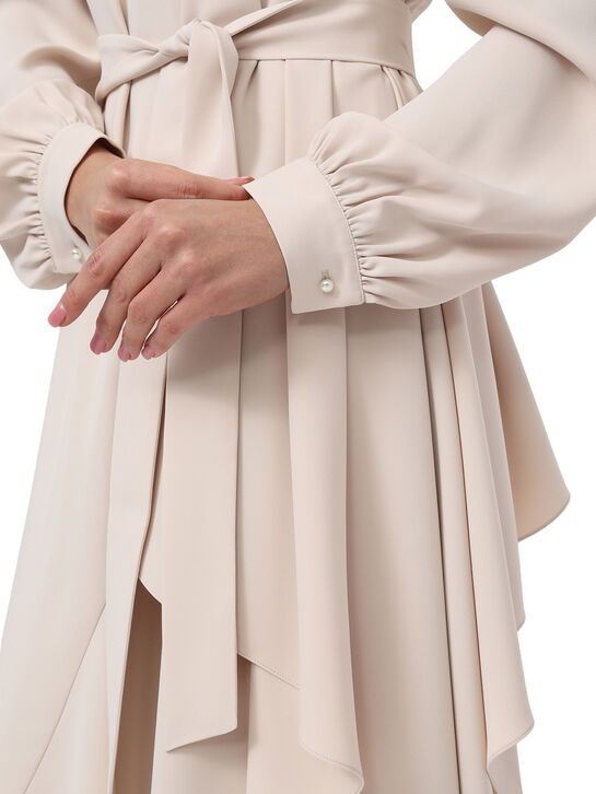 Платье-трапеция с поясом, бежевое Shatu , арт.  | Фото 8